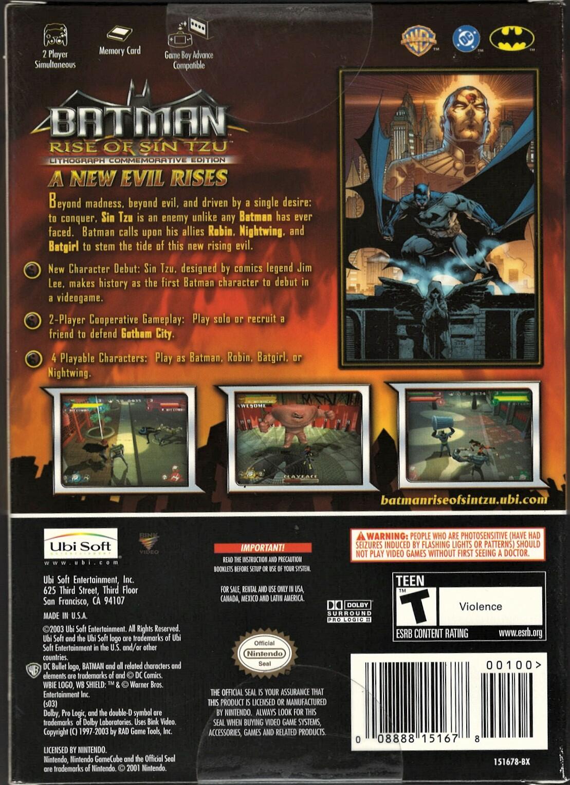 Batman: Rise of Sin Tzu with Lithograph - Nintendo GameCube