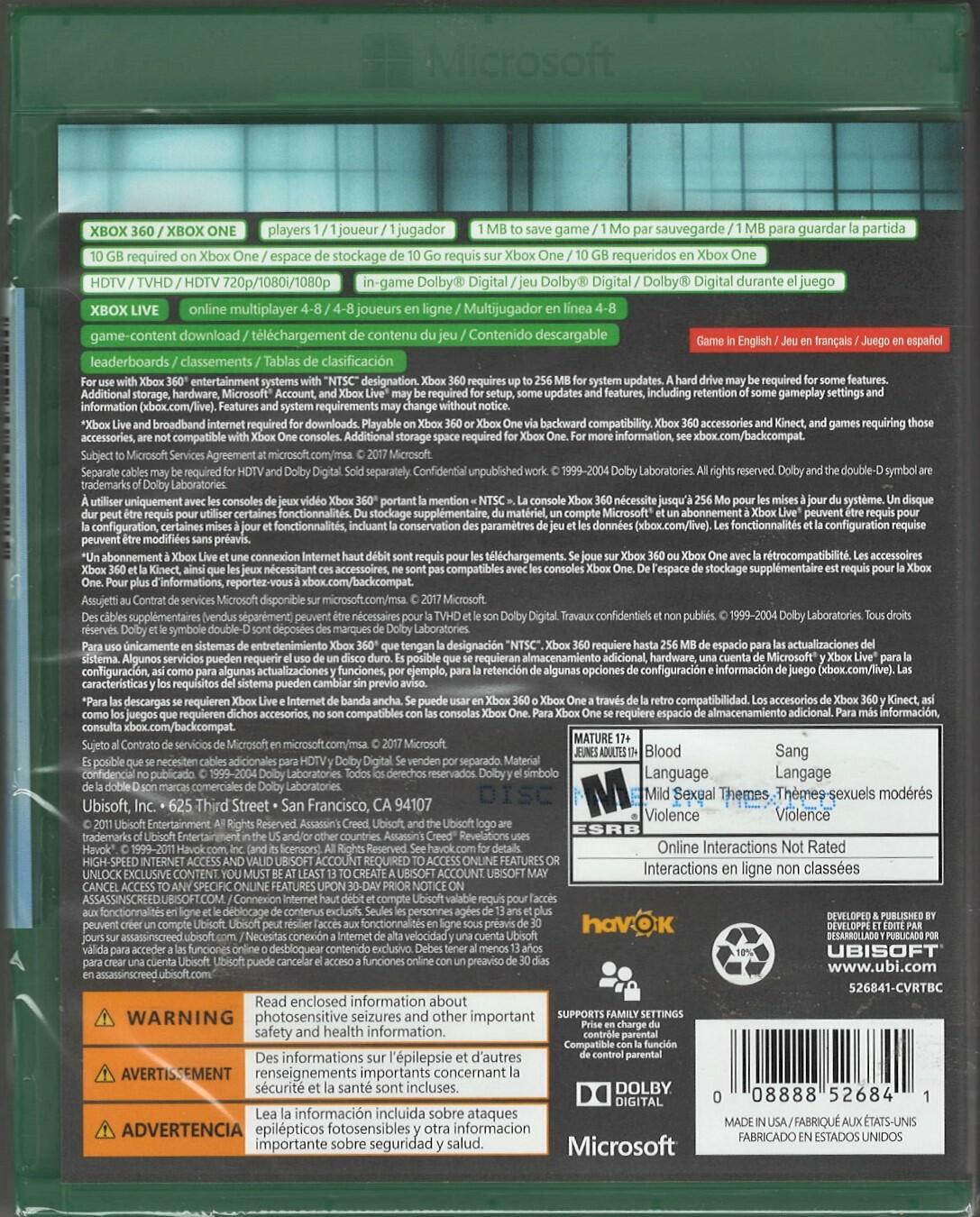 Assassin's Creed: Revelations   Xbox One