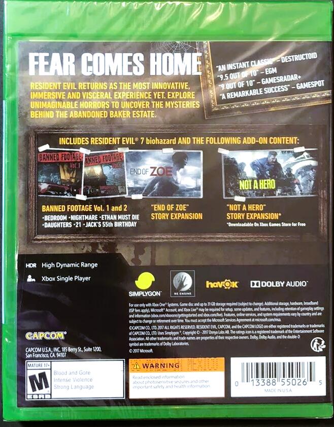 Resident Evil 7 Biohazard Gold Edition - Xbox One
