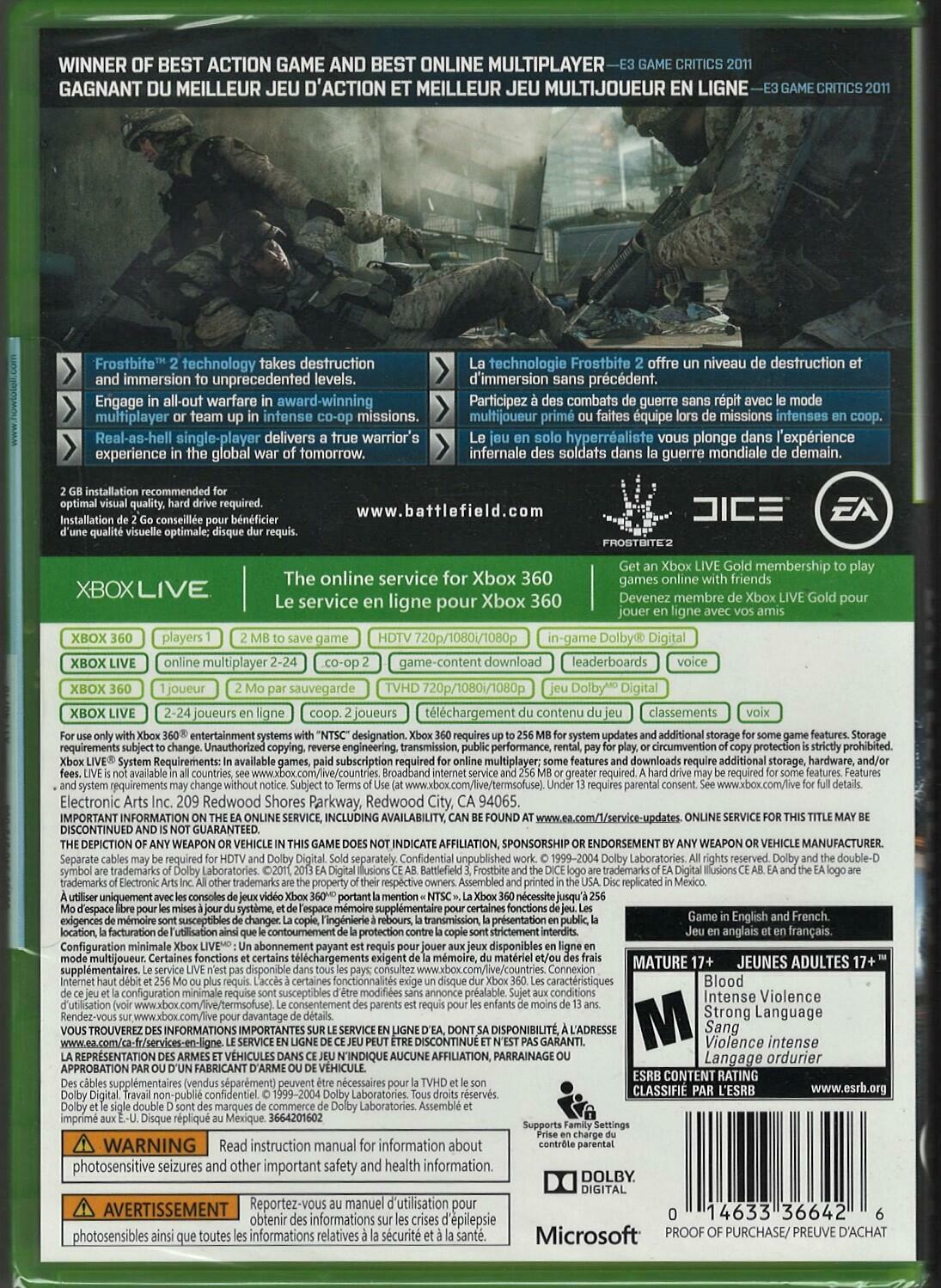 Battlefield 3 (Platinum Hits) - Xbox 360