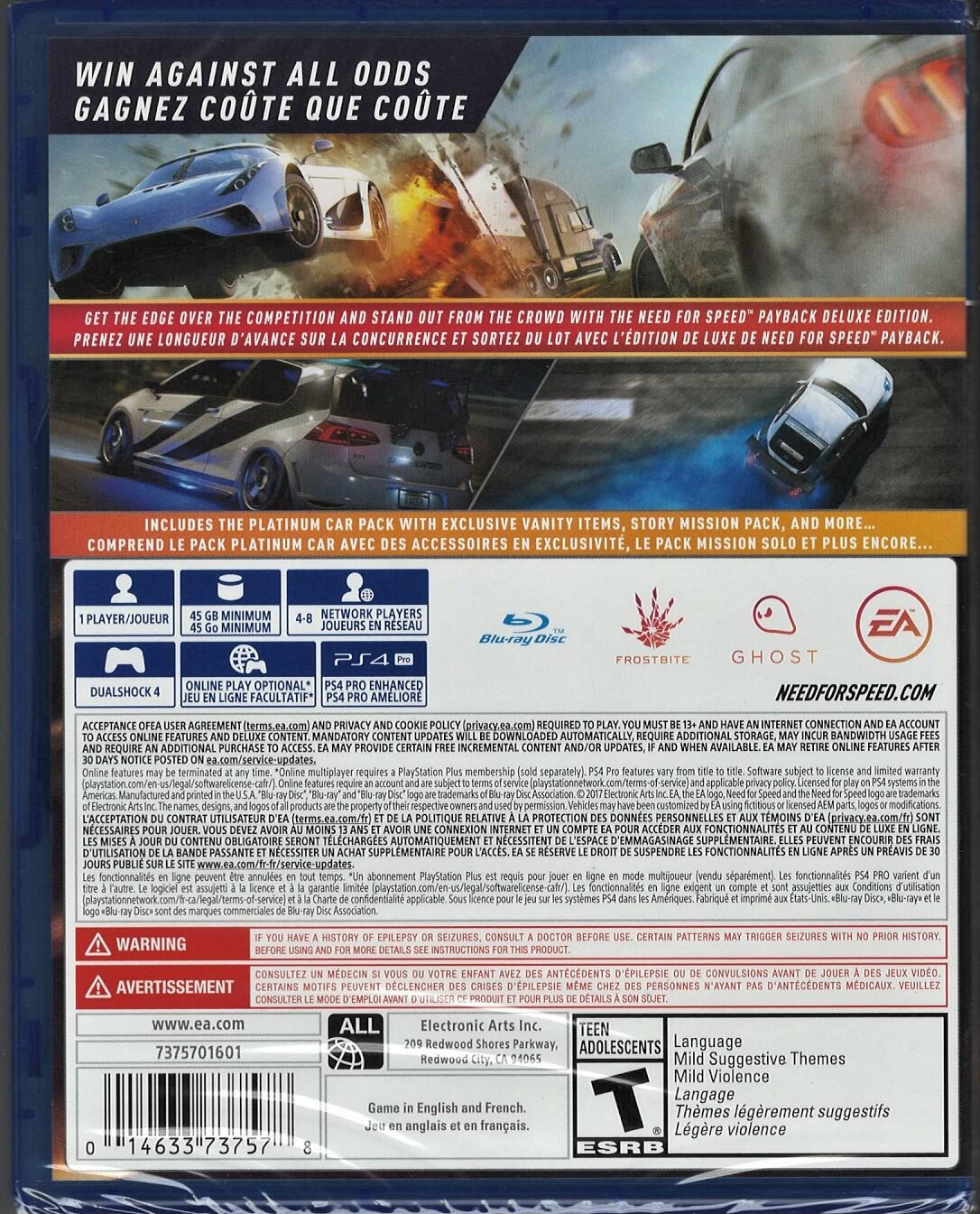 Need for Speed Payback Deluxe Edition - PlayStation 4