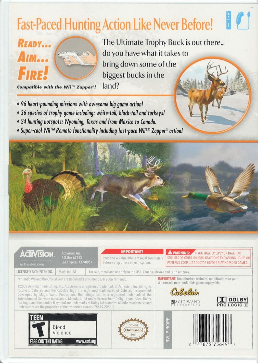 Cabela's Trophy Bucks - Nintendo Wii