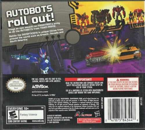 Transformers Prime: The Game - Nintendo DS