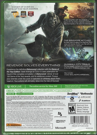 Dishonored: Game of the Year Edition (Platinum Hits) - Xbox 360