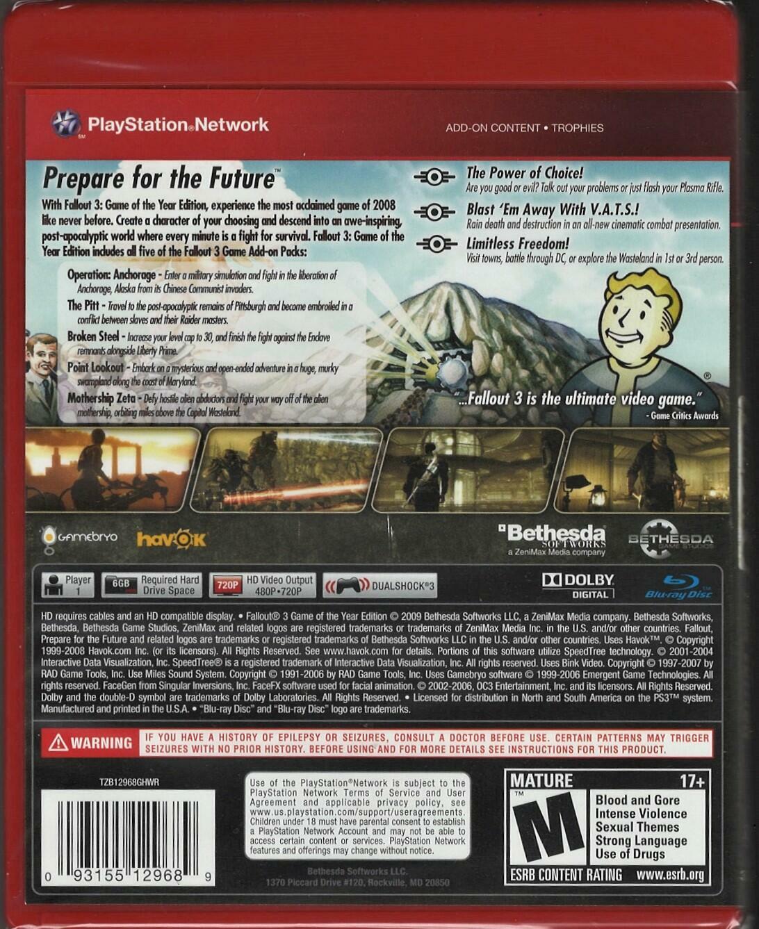 Fallout 3: Game of The Year Edition (Greatest Hits) - PlayStation 3