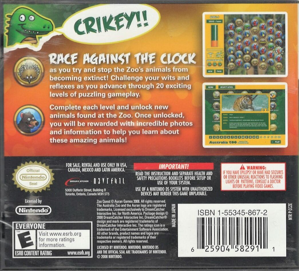 Zoo Quest Puzzle Fun! - Nintendo DS