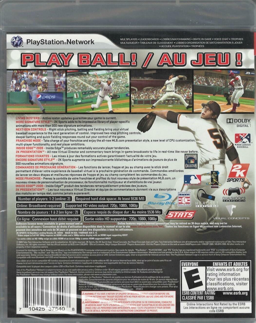 Major League Baseball 2K9 - Playstation 3