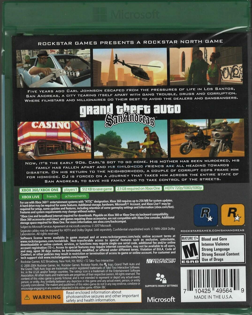Grand Theft Auto: San Andreas (XB1 Packaging) Xbox 360 – DustyGame