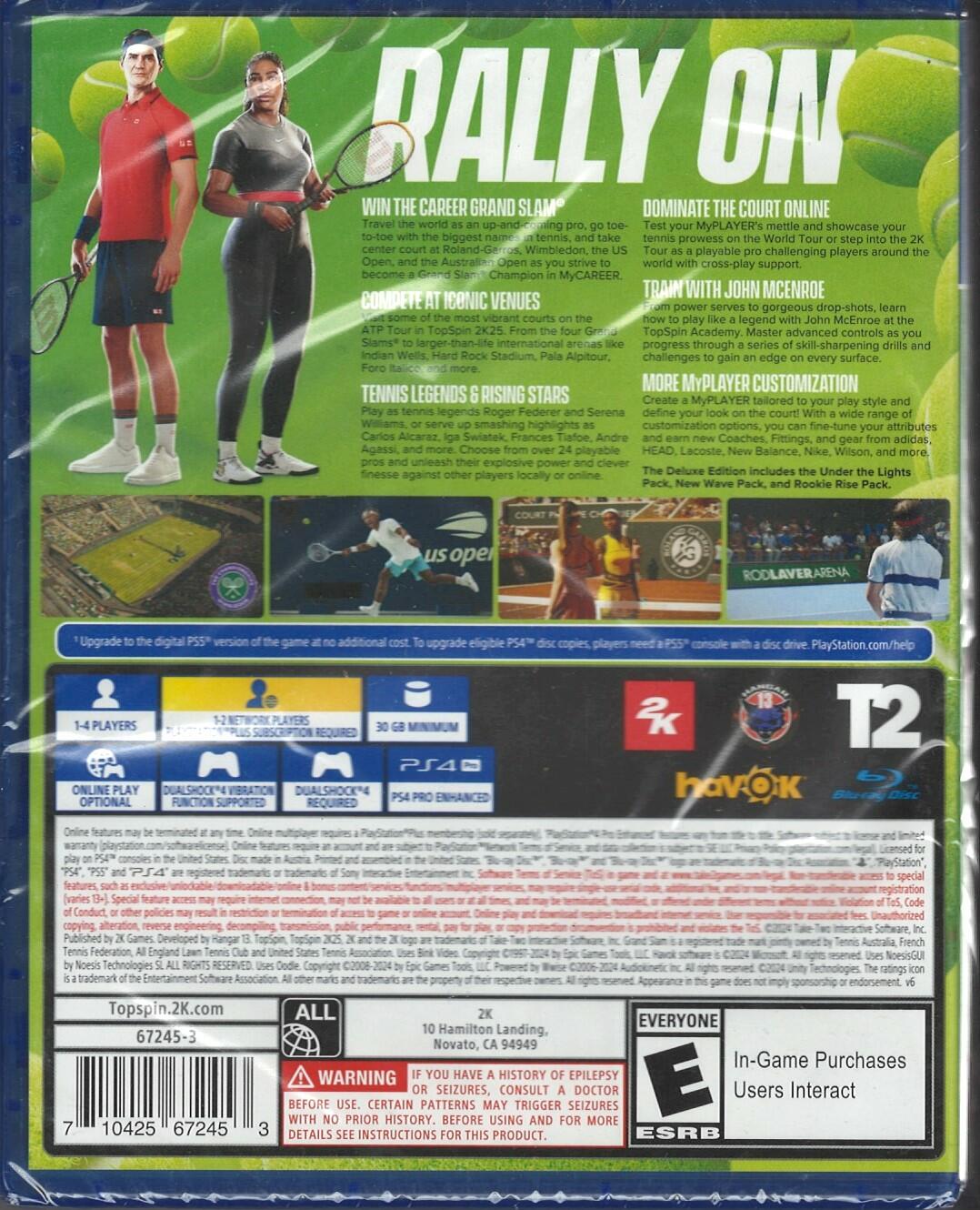 Top Spin 2K25 Deluxe Edition - PlayStation 4