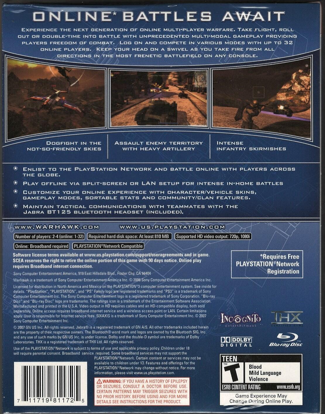 Warhawk w/Bluetooth Headset (Online Only) - PlayStation 3