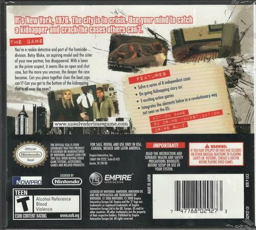 Unsolved Crimes - Nintendo DS