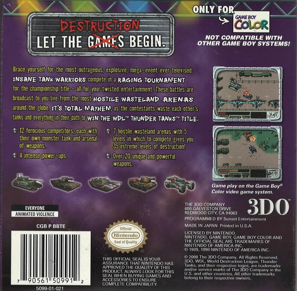 WDL World Destruction League Thunder Tanks - GameBoy Color