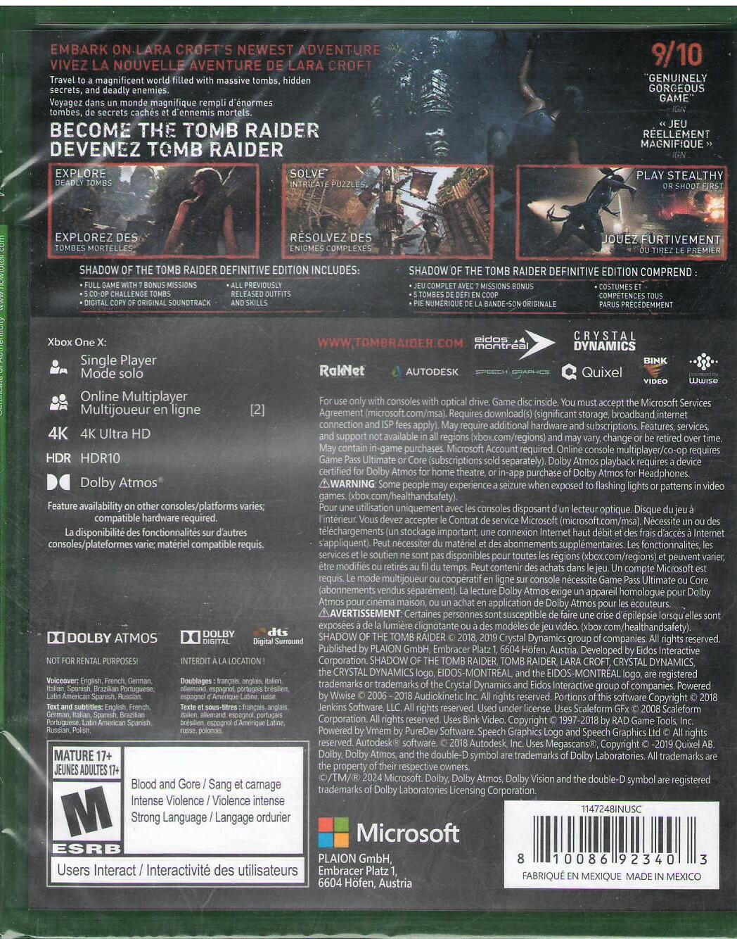 Shadow of the Tomb Raider (Definitive Edition) - Xbox One