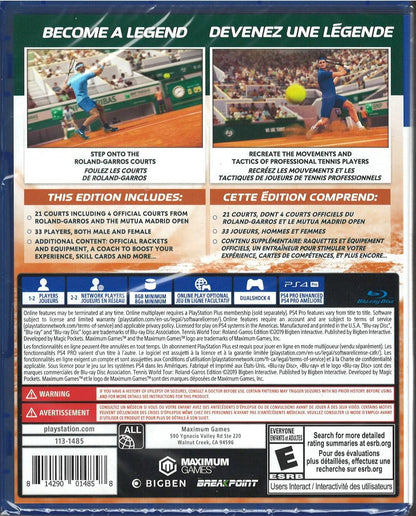 Tennis World Tour Roland-Garros Edition - PlayStation 4