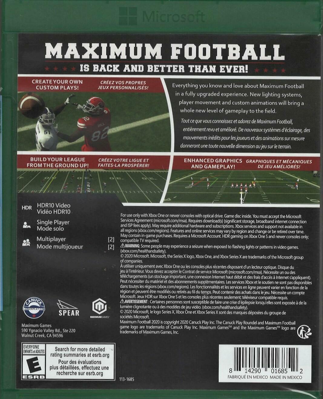 Doug Flutie's Maximum Football 2020 - Xbox One