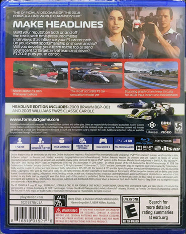 F1 2018 Headline Edition - PlayStation 4