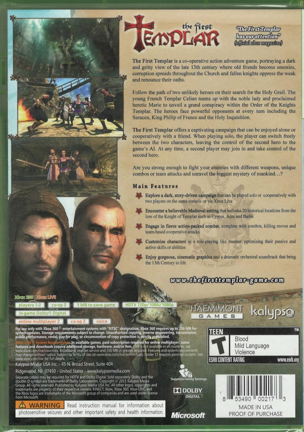 The First Templar Xbox 360