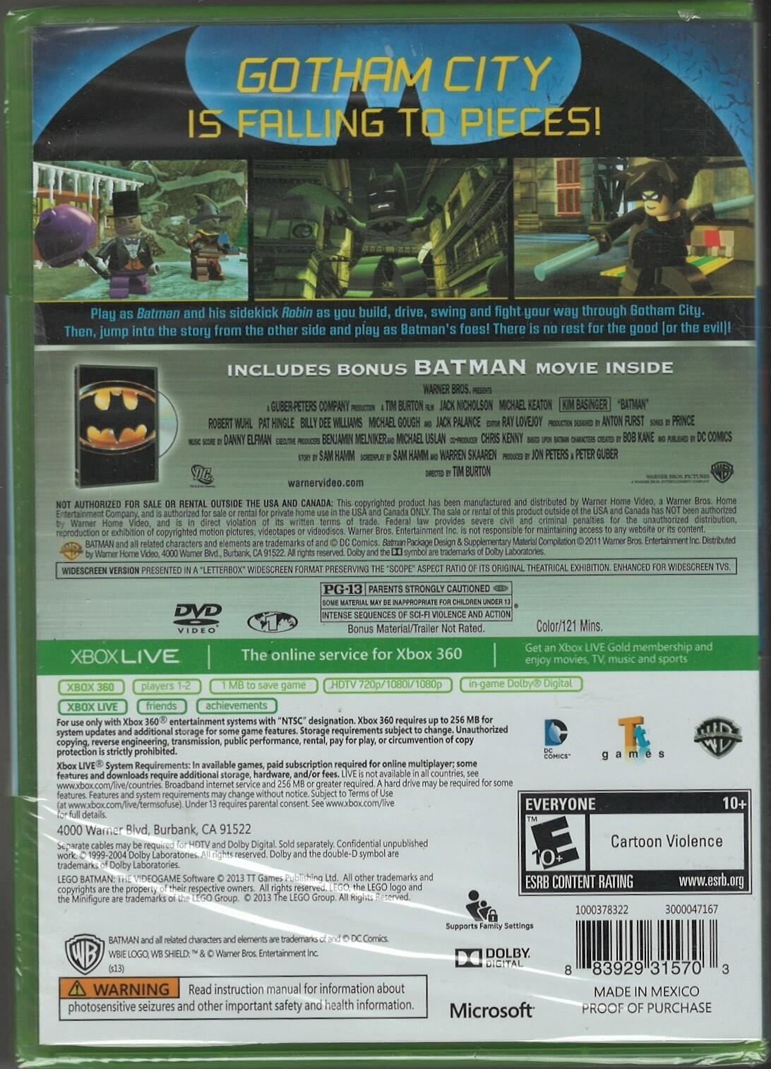 Lego Batman The Videogame with Batman Movie Combo Pack - Xbox 360