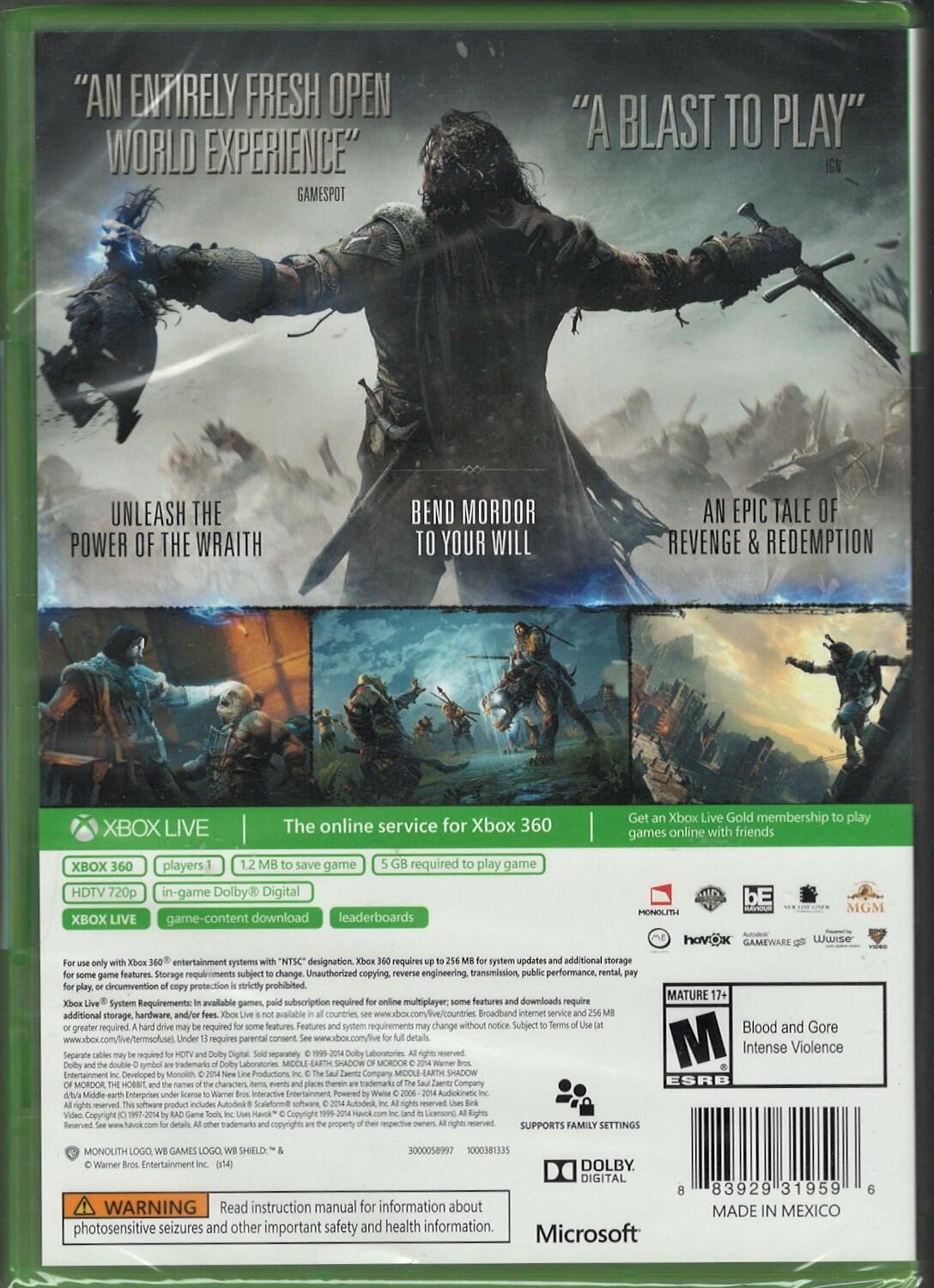 Middle Earth: Shadow of Mordor - Xbox 360