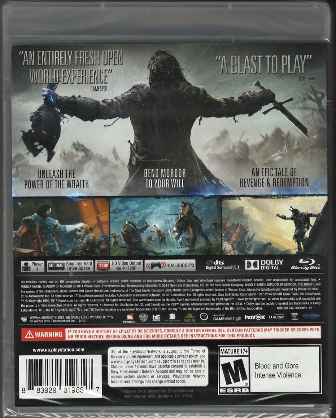 Middle Earth: Shadow of Mordor - PlayStation 3