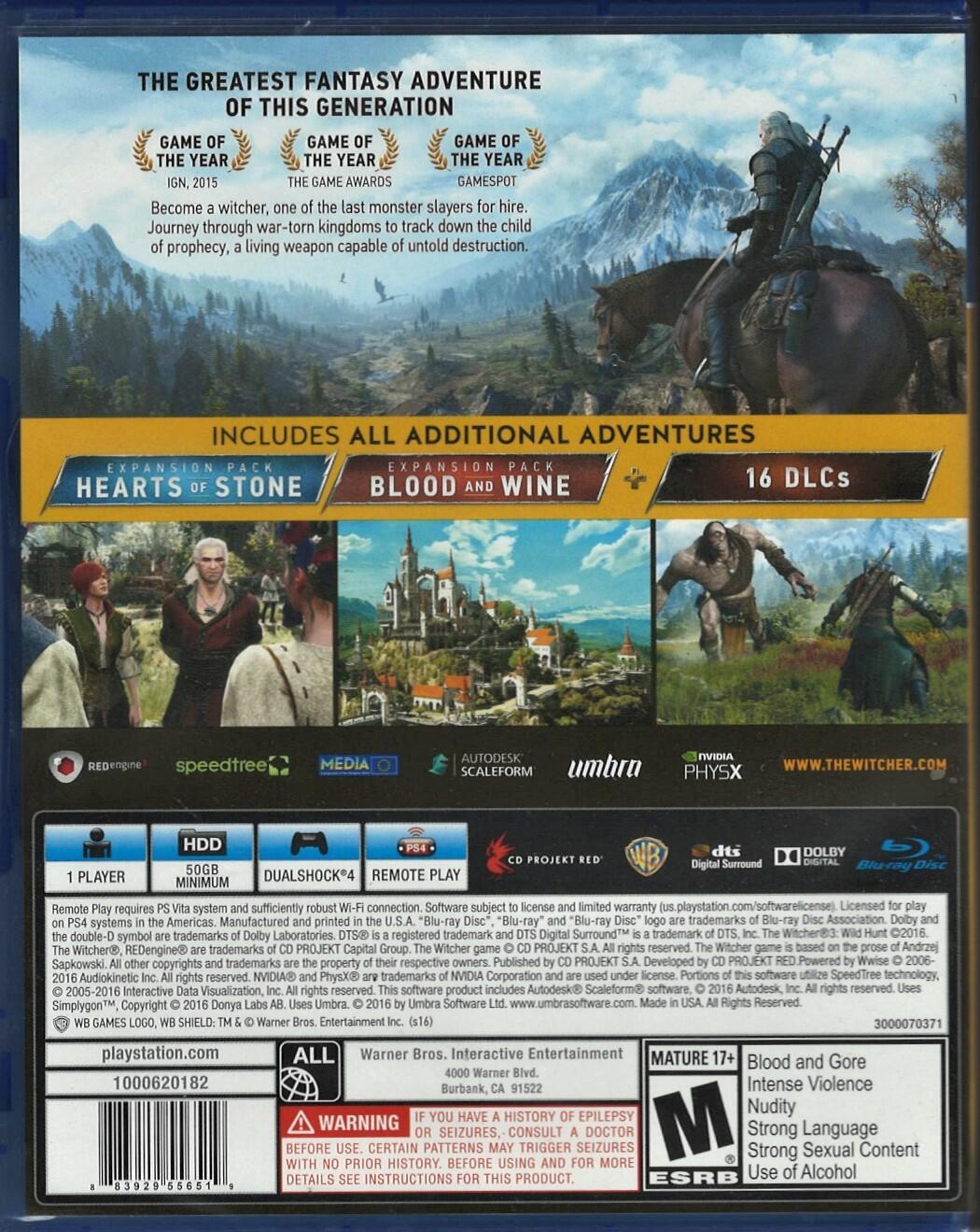 The Witcher 3: Wild Hunt (Complete Edition) - PlayStation 4