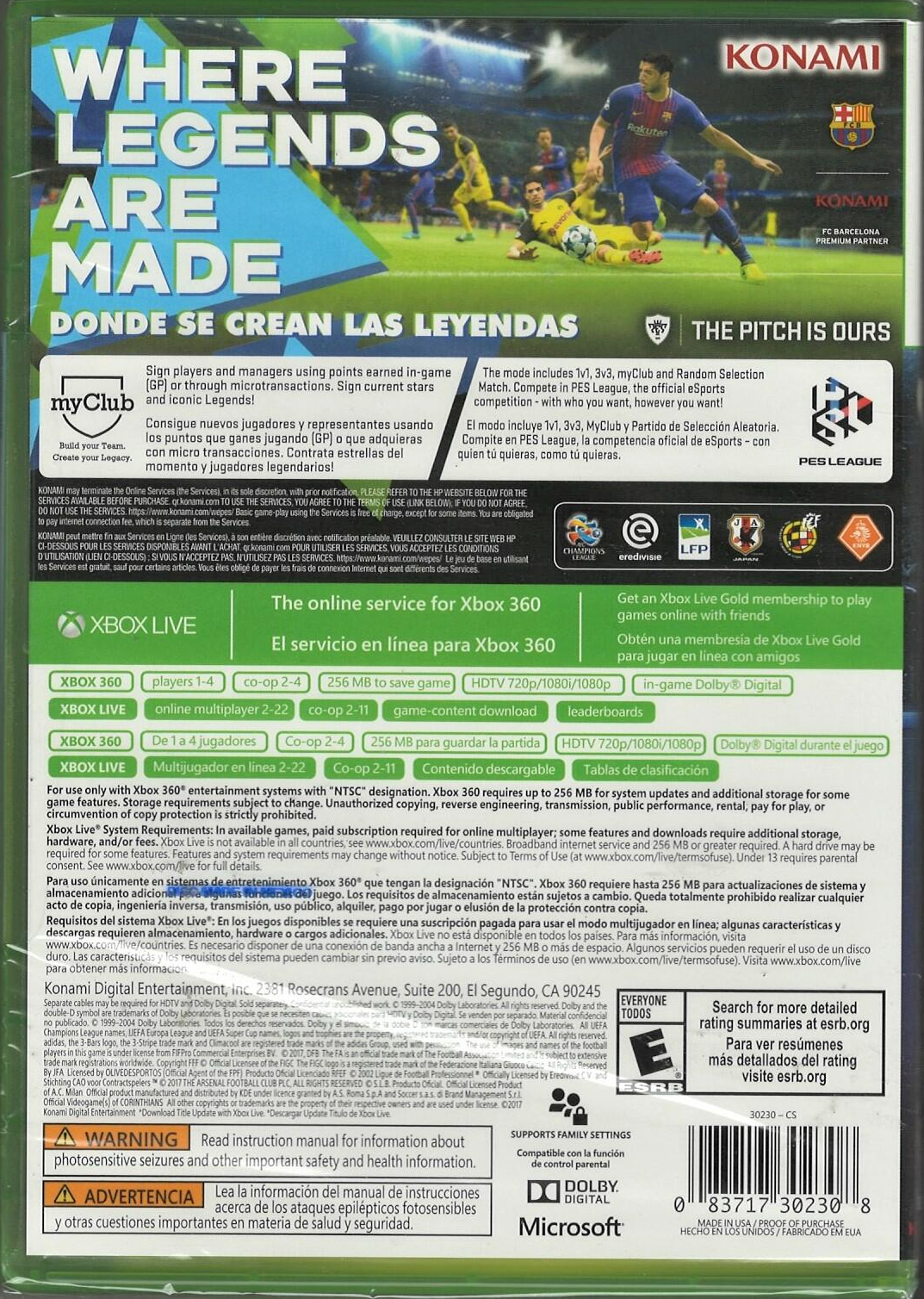 Pro Evolution Soccer 2018 - Xbox 360