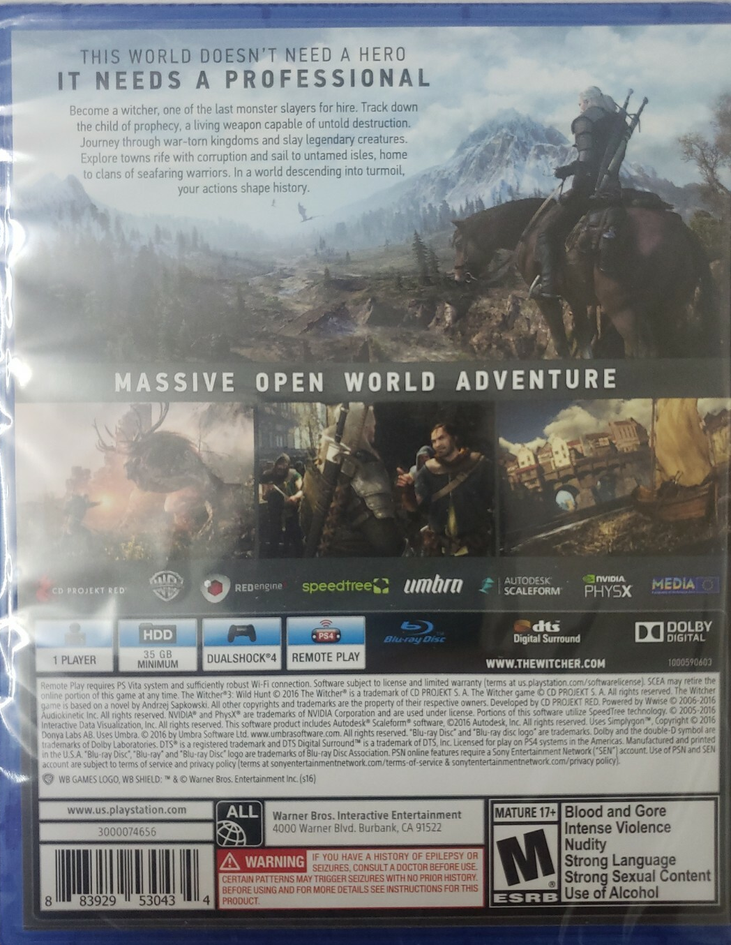 The Witcher 3: Wild Hunt - PlayStation 4 [video game]