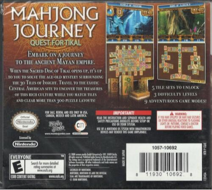 Mahjong: Journey Quest for Tikal - Nintendo DS