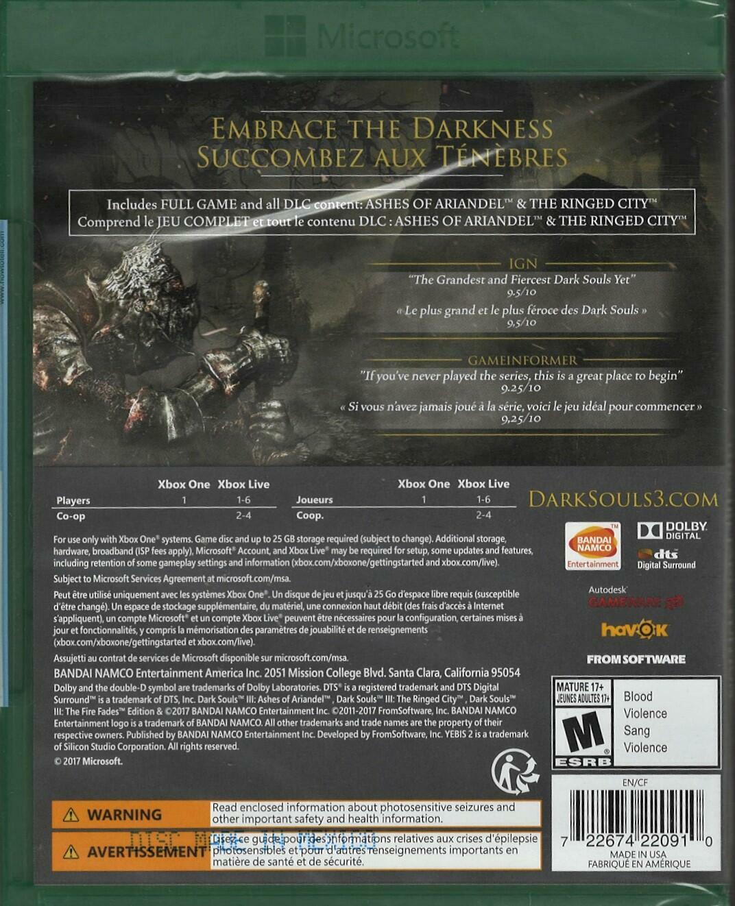 Dark Souls III: The Fire Fades Edition - Xbox One [video game]